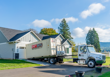 A 20ft container is delivered in a customer's driveway.