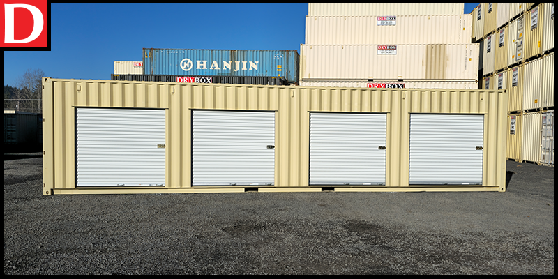 40ft shipping container with four roll-up doors