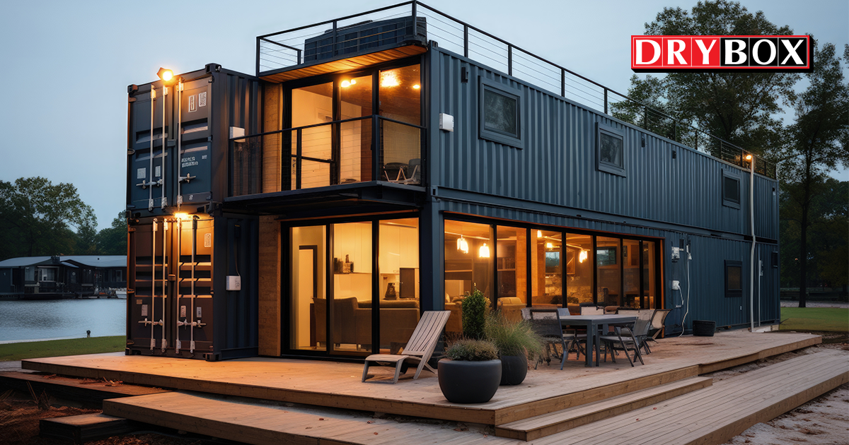 AI generated rendering of a shipping container home.