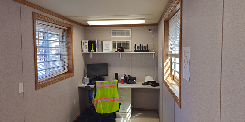 Inside a Drybox office container.