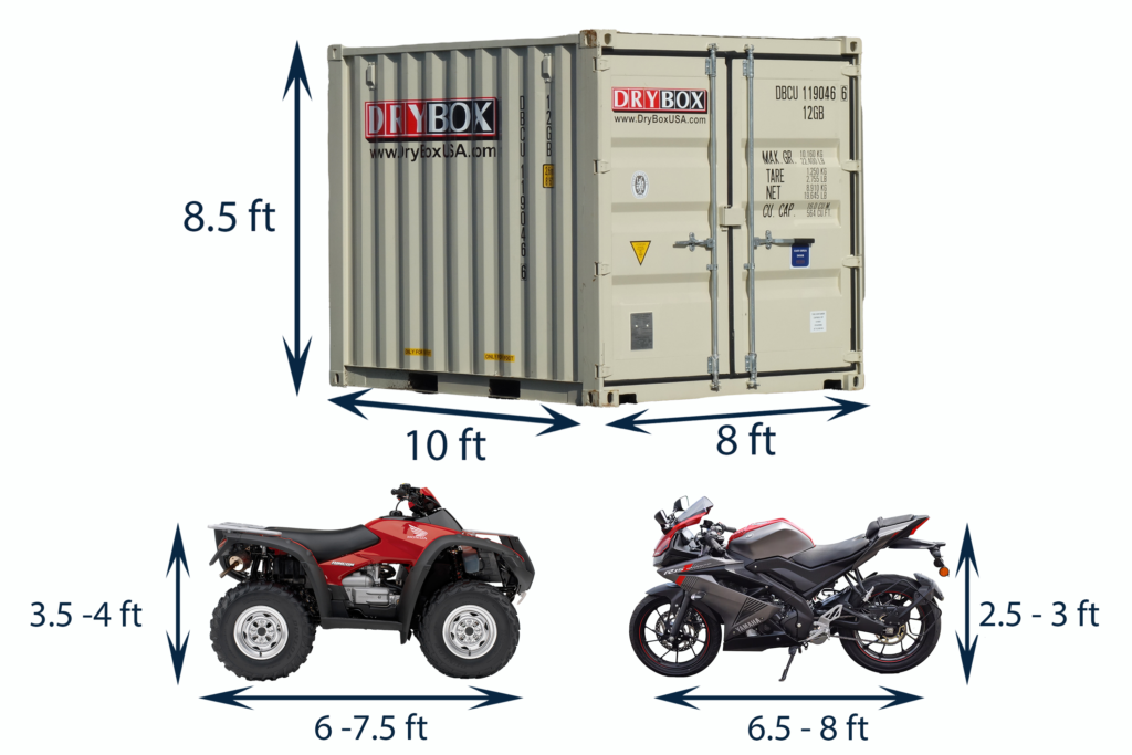 dry box motorcycle storage pod external dimensions comparison