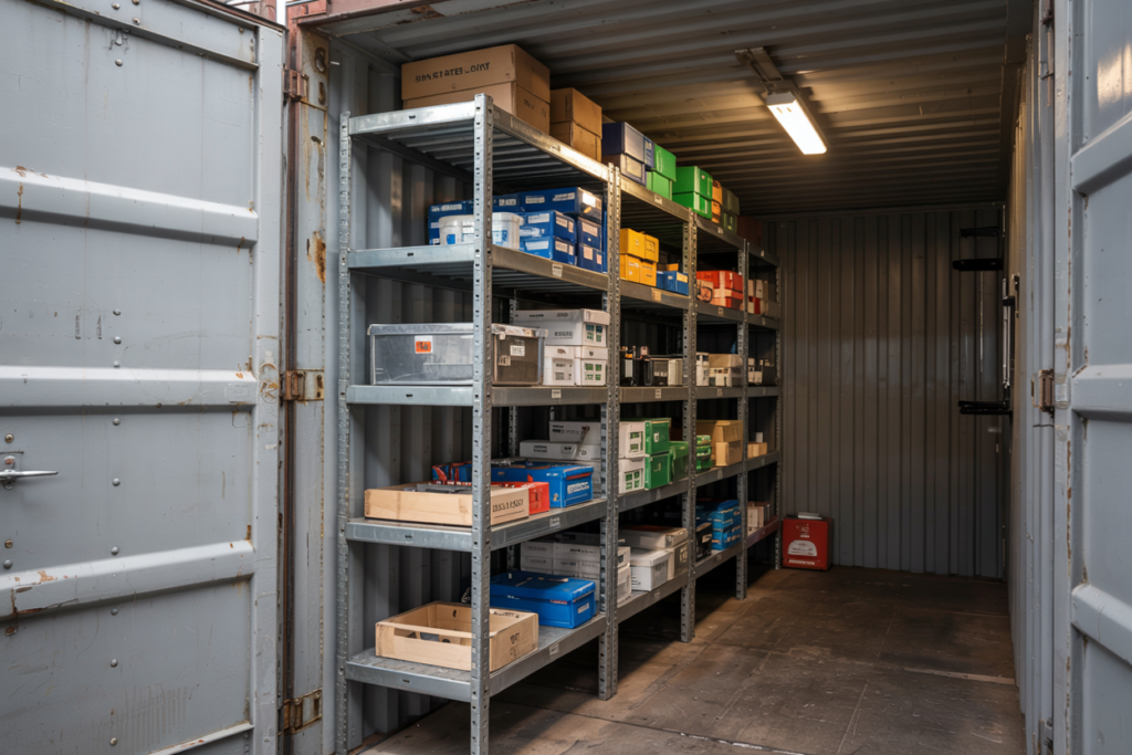 shipping container shelves