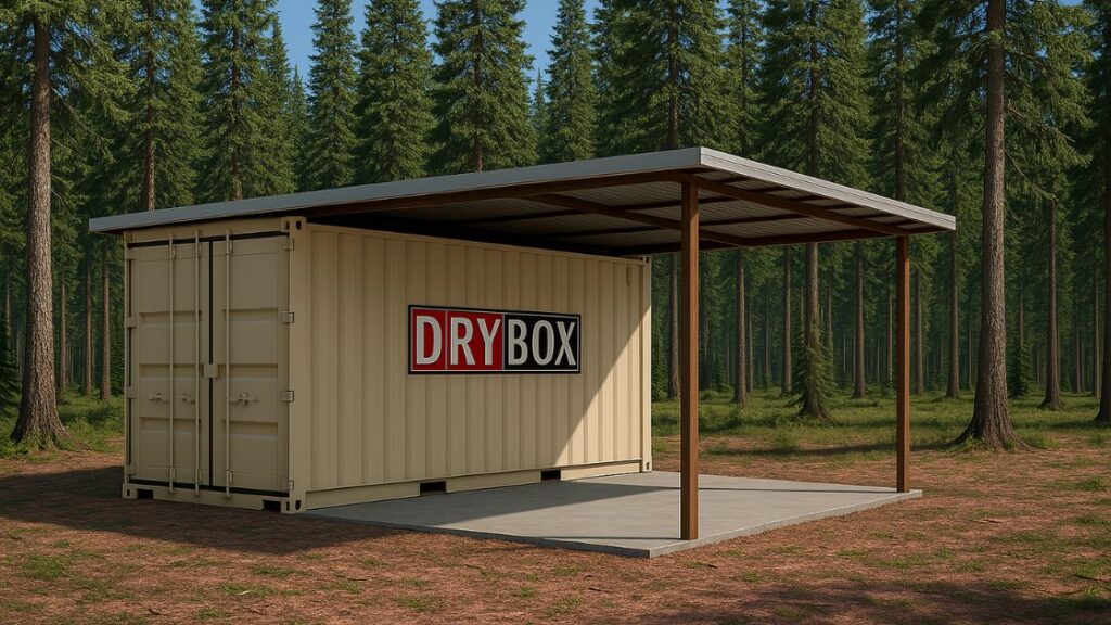 Shipping container shed roof for carports