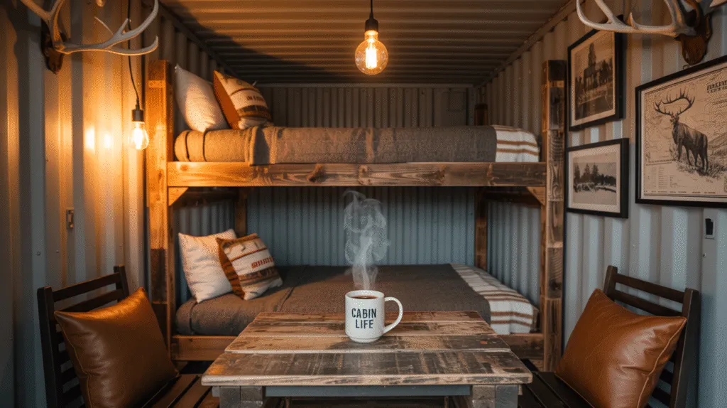 container hunting cabin interior design plans